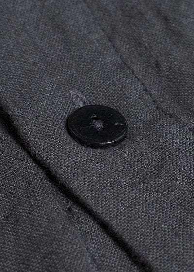 Gathering Textiles Farmer Shirt(Curved) Japanese Stone Washed Linen , Unlined FAS02-LI-BK