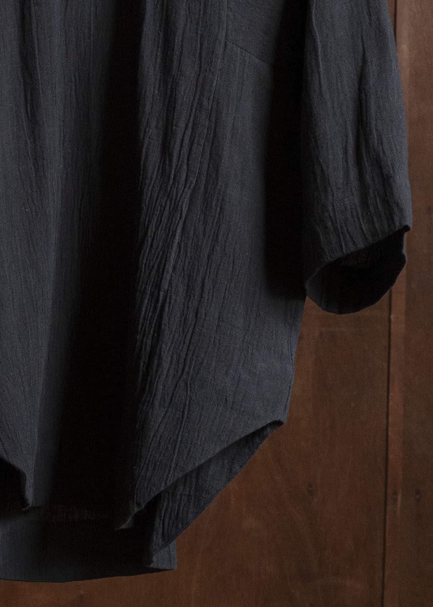 Gathering Textiles Fisherman Shirt (Curved) Handwoven Kala Cotton FIS03-KC-BK