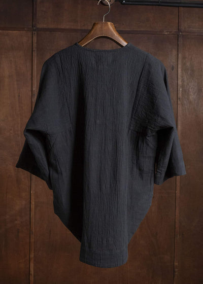 Gathering Textiles Fisherman Shirt (Curved) Handwoven Kala Cotton FIS03-KC-BK