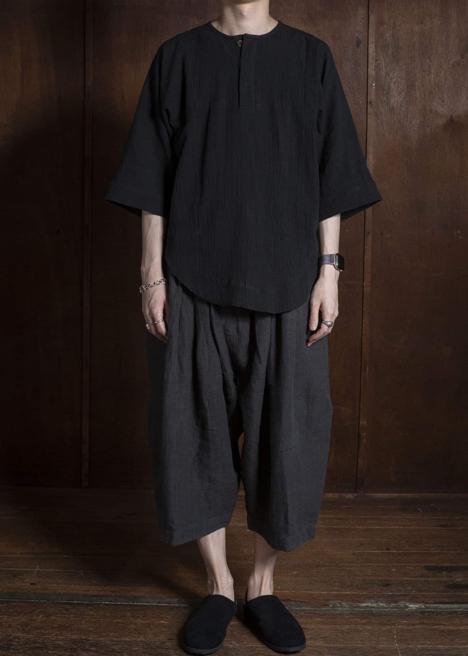 Gathering Textiles Roly Poly Shorts Organic Power Loom Linen BSH01-LI-BK
