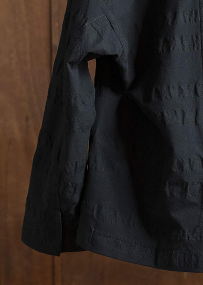 JAN-JAN VAN ESSCHE JACKET#59-BROAD STRIPE CLOTH BLACK Unlined Collarless Blazer Broad Stripe Cloth Black