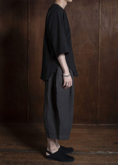 Gathering Textiles Fisherman Shirt (Curved) Handwoven Kala Cotton FIS03-KC-BK