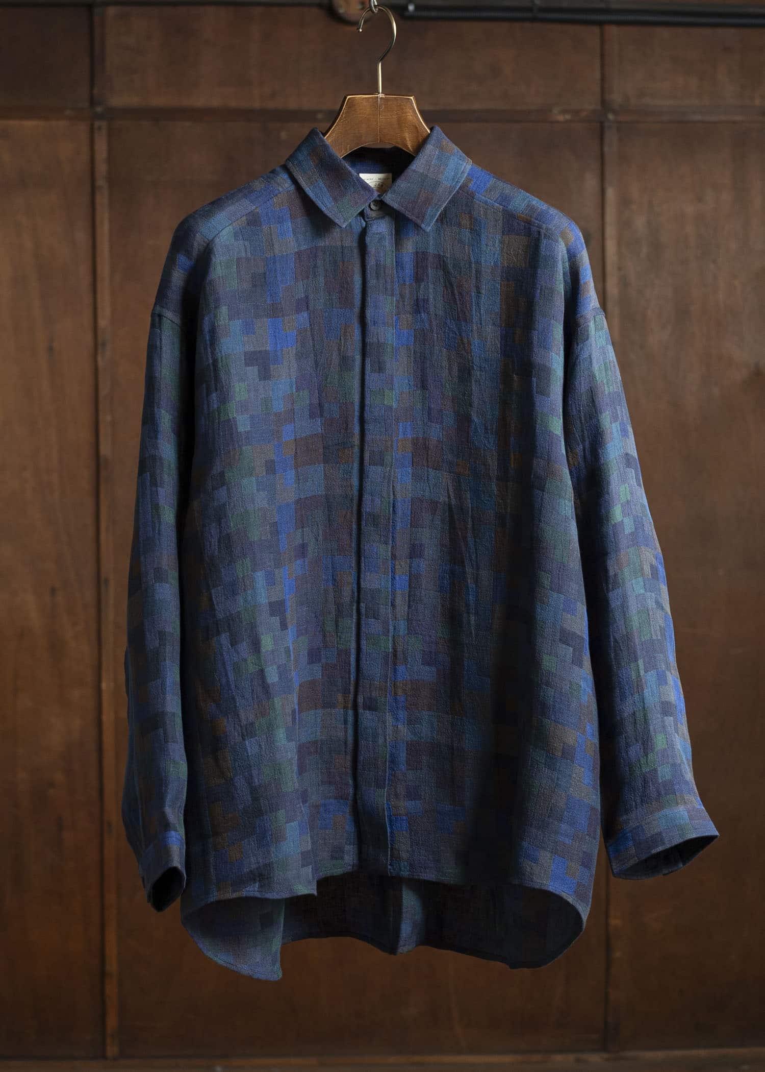 JAN-JAN VAN ESSCHE SHIRT#106-LINEN DOUBLE CLOTH PUZZLE Regular Long Sleeve Shirt Linen Double Cloth Puzzle
