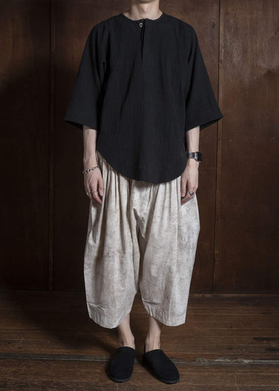 Gathering Textiles Roly Poly Shorts Cream Mud Resist Dabu Organic Cotton BSH01-DC-CR