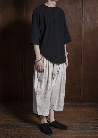 Gathering Textiles Roly Poly Shorts Cream Mud Resist Dabu Organic Cotton BSH01-DC-CR