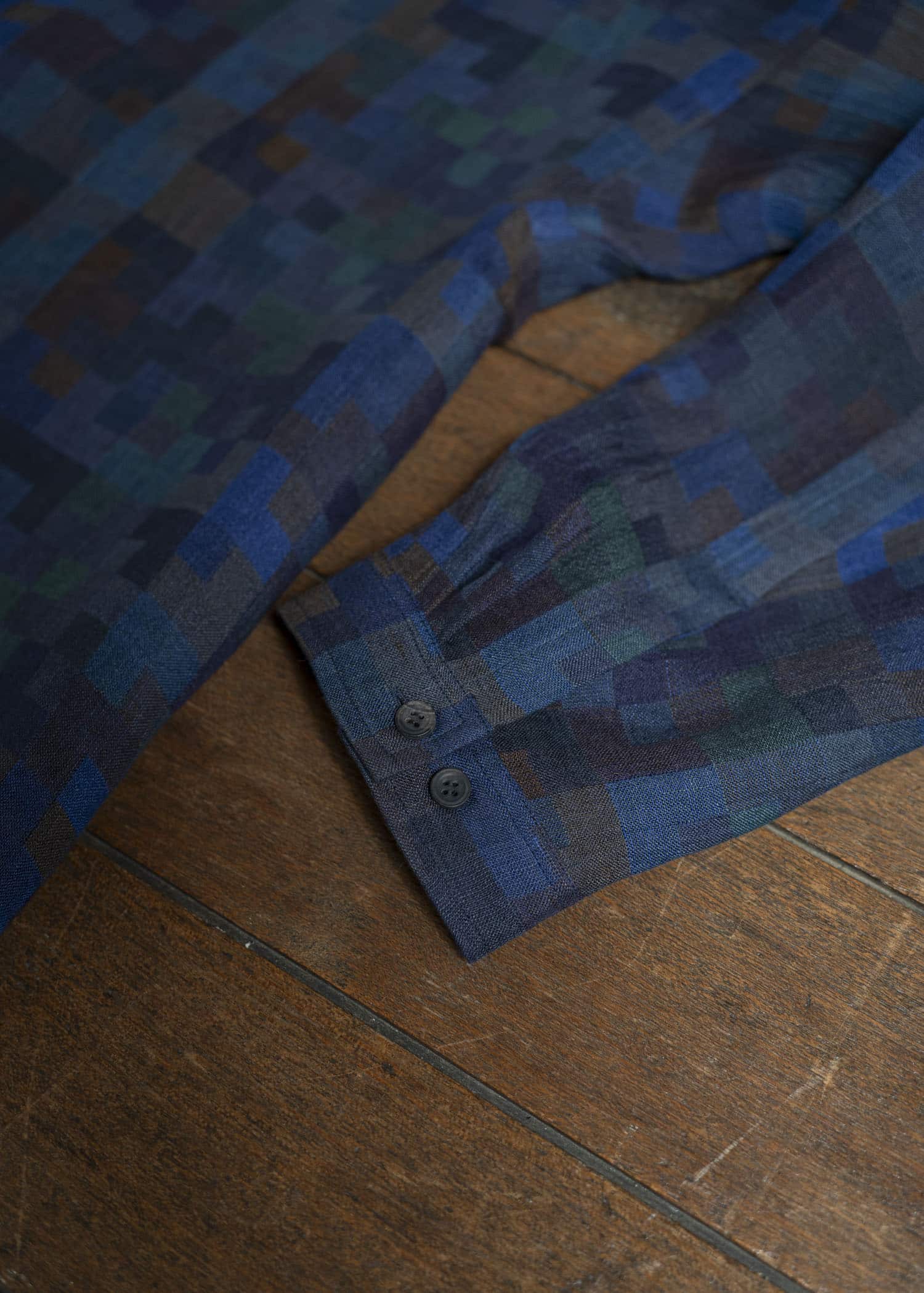 JAN-JAN VAN ESSCHE SHIRT#106-LINEN DOUBLE CLOTH PUZZLE Regular Long Sleeve Shirt Linen Double Cloth Puzzle