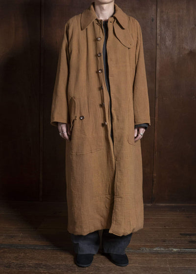 Gathering Textiles Farmer Coat (Shell Buttons) Double Gauze Cotton , Organic Cotton Lining FAC02-DG-BR