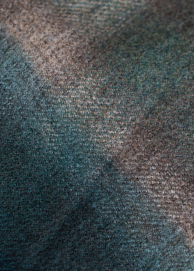 SUZUSAN Wool Ombre Check Overshirt Spruce X Muddy Brown 4057W-542-5467