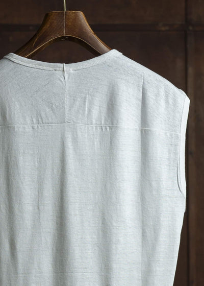 JAN-JAN VAN ESSCHE TANKTOP#18-ORGANIC COTTON LINEN OFF-WHITE Loose Fit Tank Top With Wide Shoulders Organic Cotton Linen Off-White