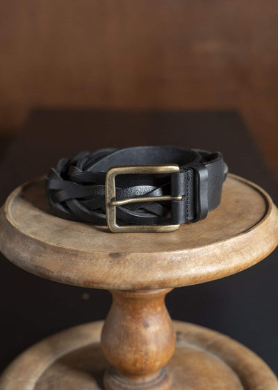 UMA WANG UB00B2 WOVEN LEATHER BELT uw900 - black