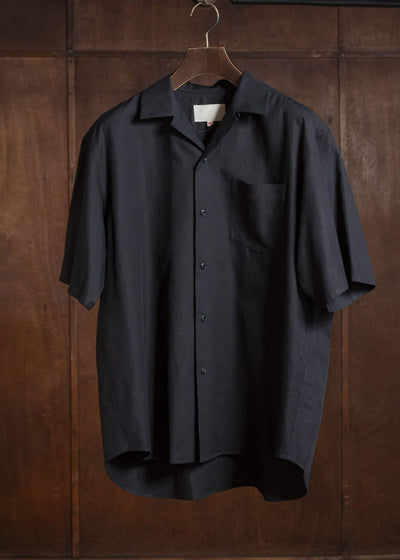 YOKO SAKAMOTO YS-26SS-49-BLACK Open Collar S/S Shirt BLACK