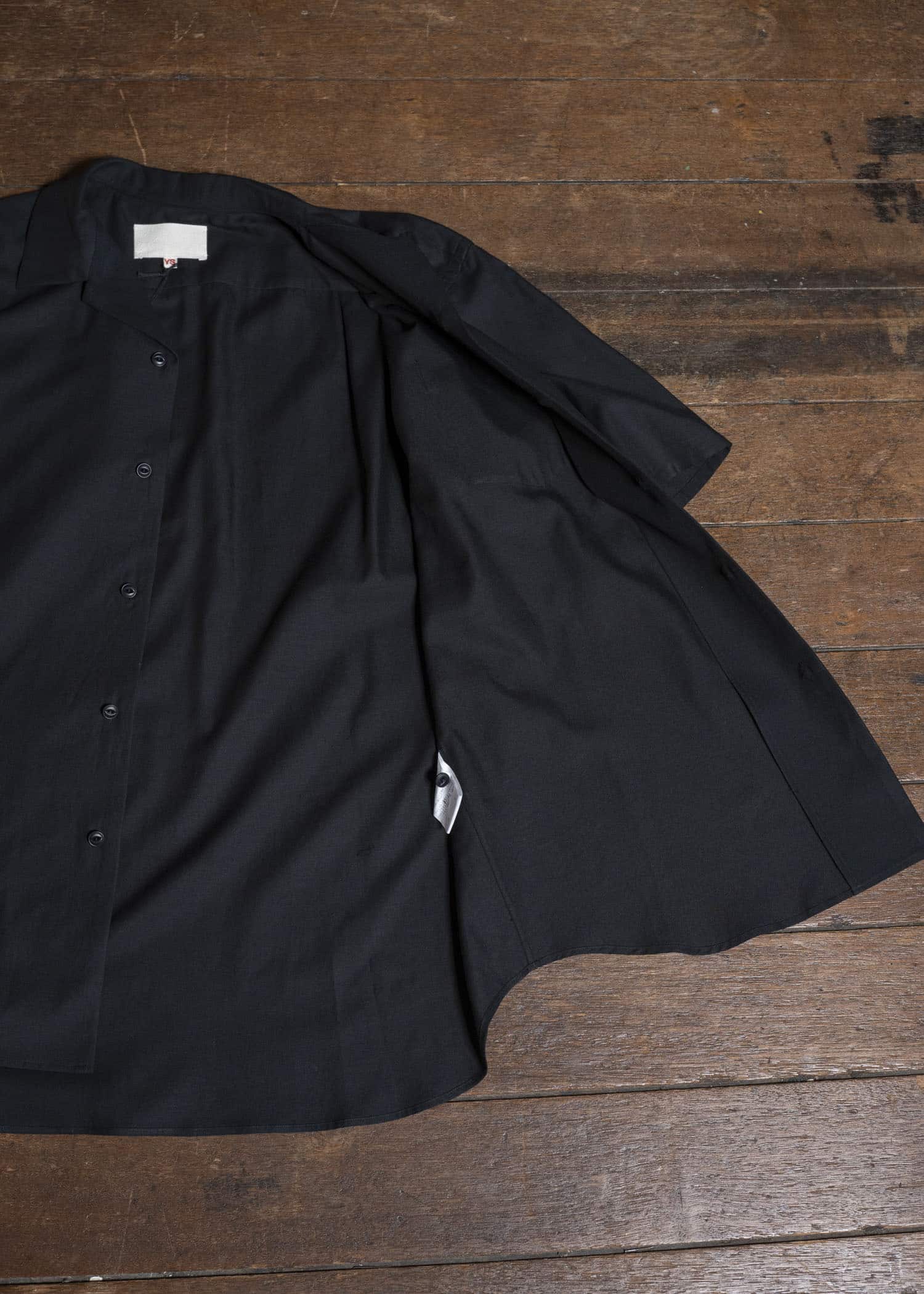 YOKO SAKAMOTO YS-26SS-49-BLACK Open Collar S/S Shirt BLACK