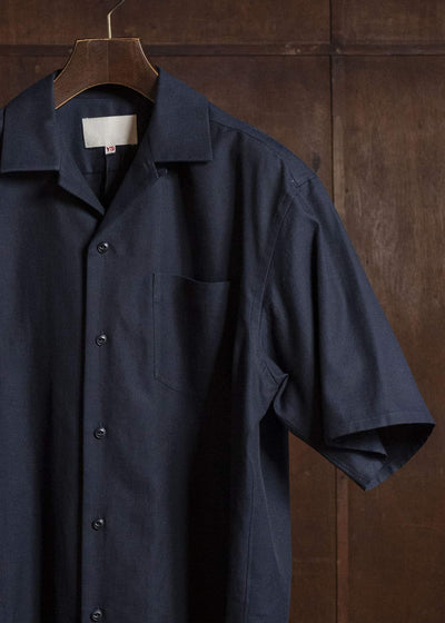 YOKO SAKAMOTO YS-26SS-49-NAVY Open Collar S/S Shirt NAVY