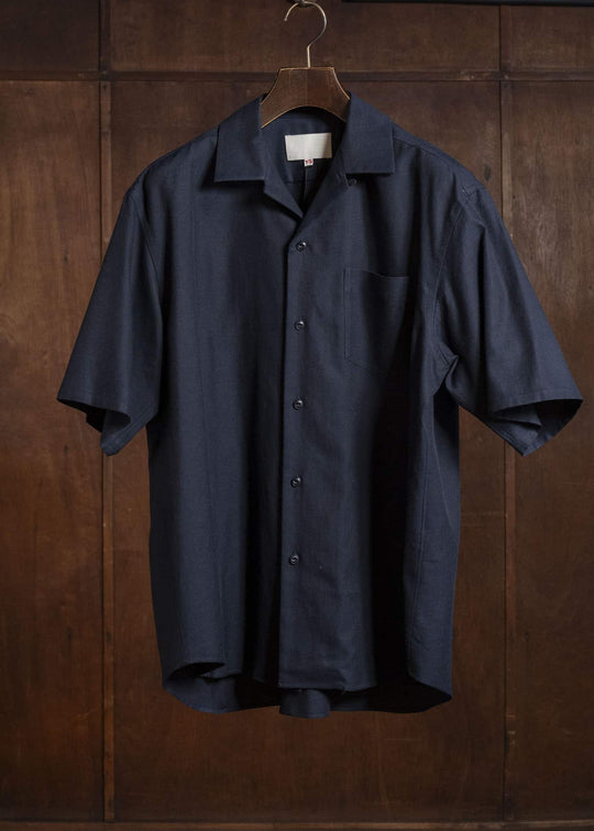 YOKO SAKAMOTO YS-26SS-49-NAVY Open Collar S/S Shirt NAVY