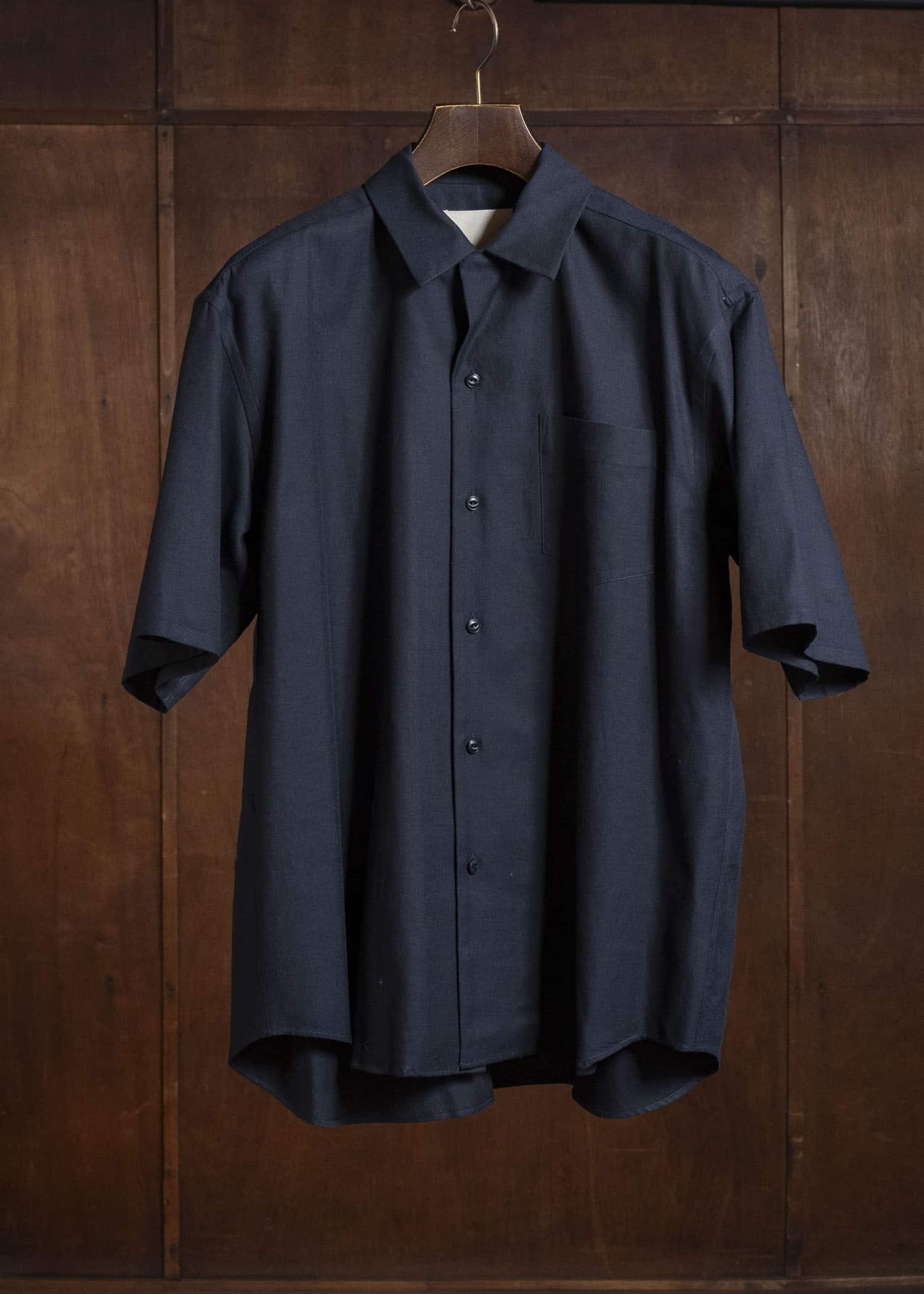 YOKO SAKAMOTO YS-26SS-49-NAVY Open Collar S/S Shirt NAVY