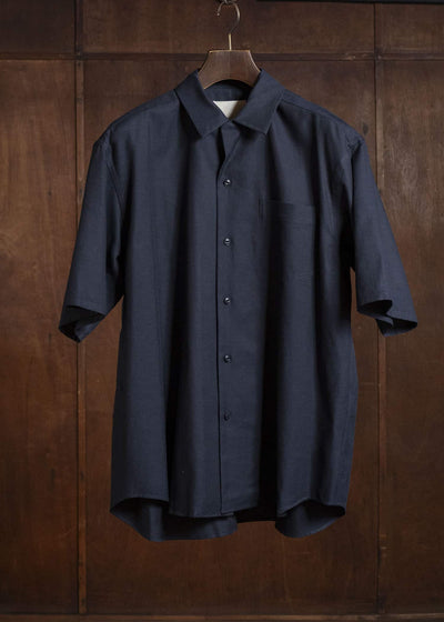 YOKO SAKAMOTO YS-26SS-49-NAVY Open Collar S/S Shirt NAVY