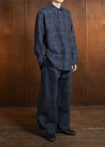 JAN-JAN VAN ESSCHE SHIRT#106-LINEN DOUBLE CLOTH PUZZLE Regular Long Sleeve Shirt Linen Double Cloth Puzzle