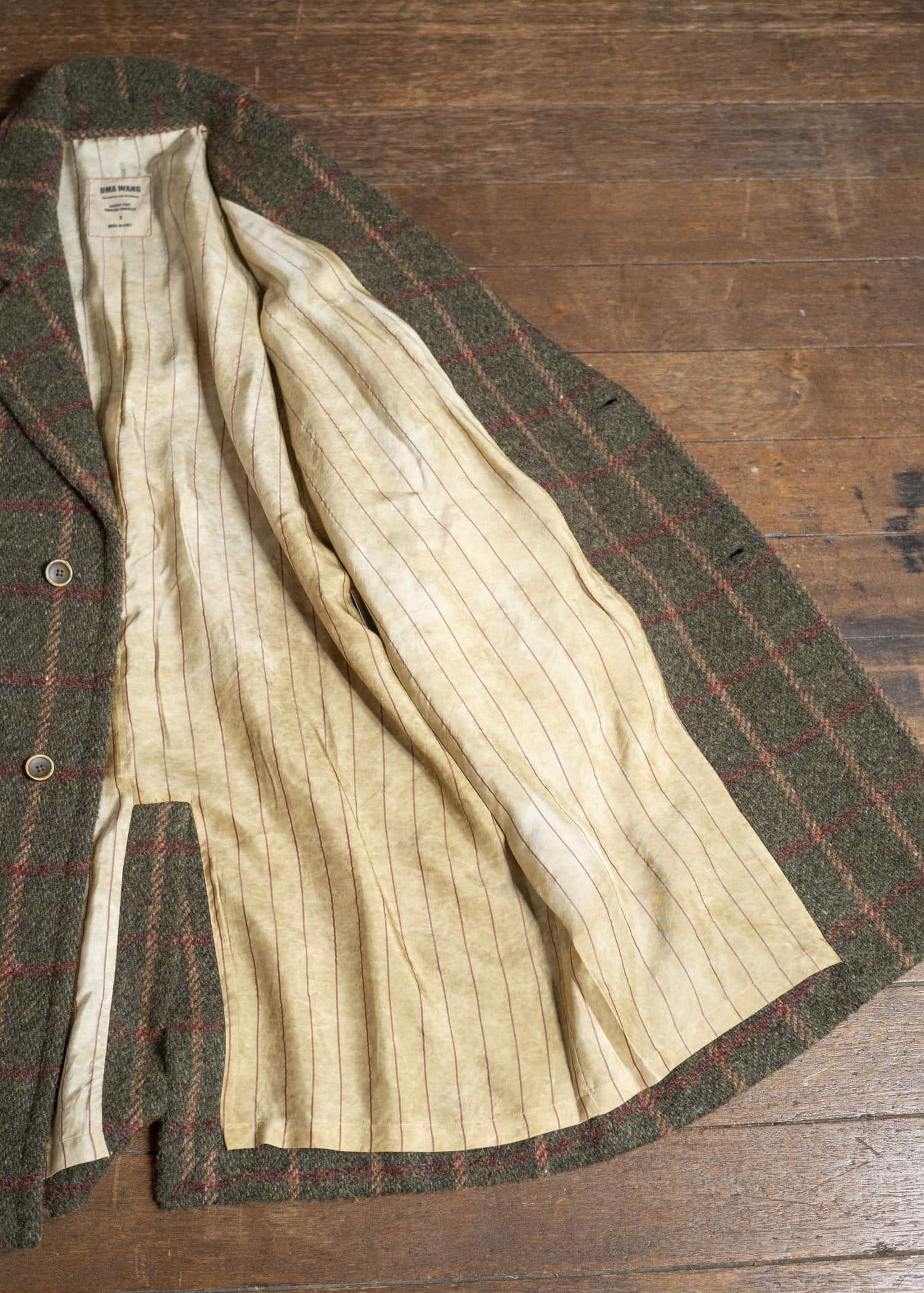 UMA WANG UM8506 CASSIE COAT uw472 - green/red/tan