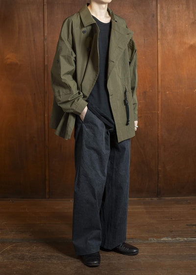 JAN-JAN VAN ESSCHE TROUSERS#84-TIME WASHED CANVAS BLACK Oversized 6-Pocket Workwear Style Trousers Time Washed Canvas Black