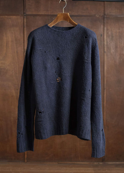 UMA WANG UK7595 ROUND NECK TOP uw390 - dark blue