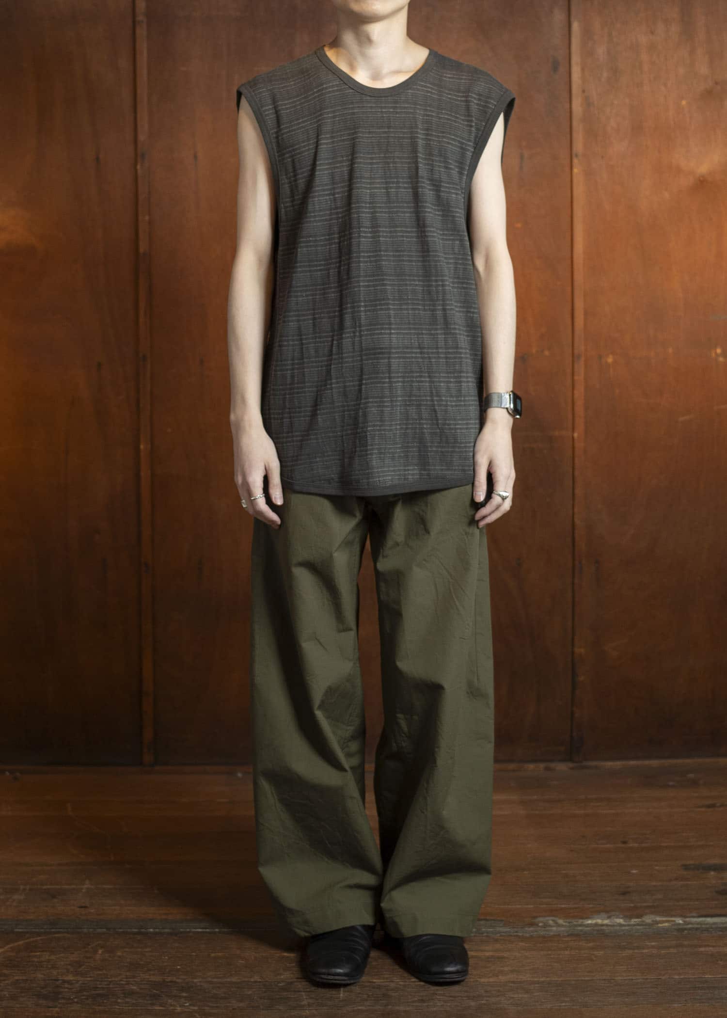 JAN-JAN VAN ESSCHE TANKTOP#18-RIPPLE JERSEY SUMI Loose Fit Tank Top With Wide Shoulders Ripple Jersey Sumi