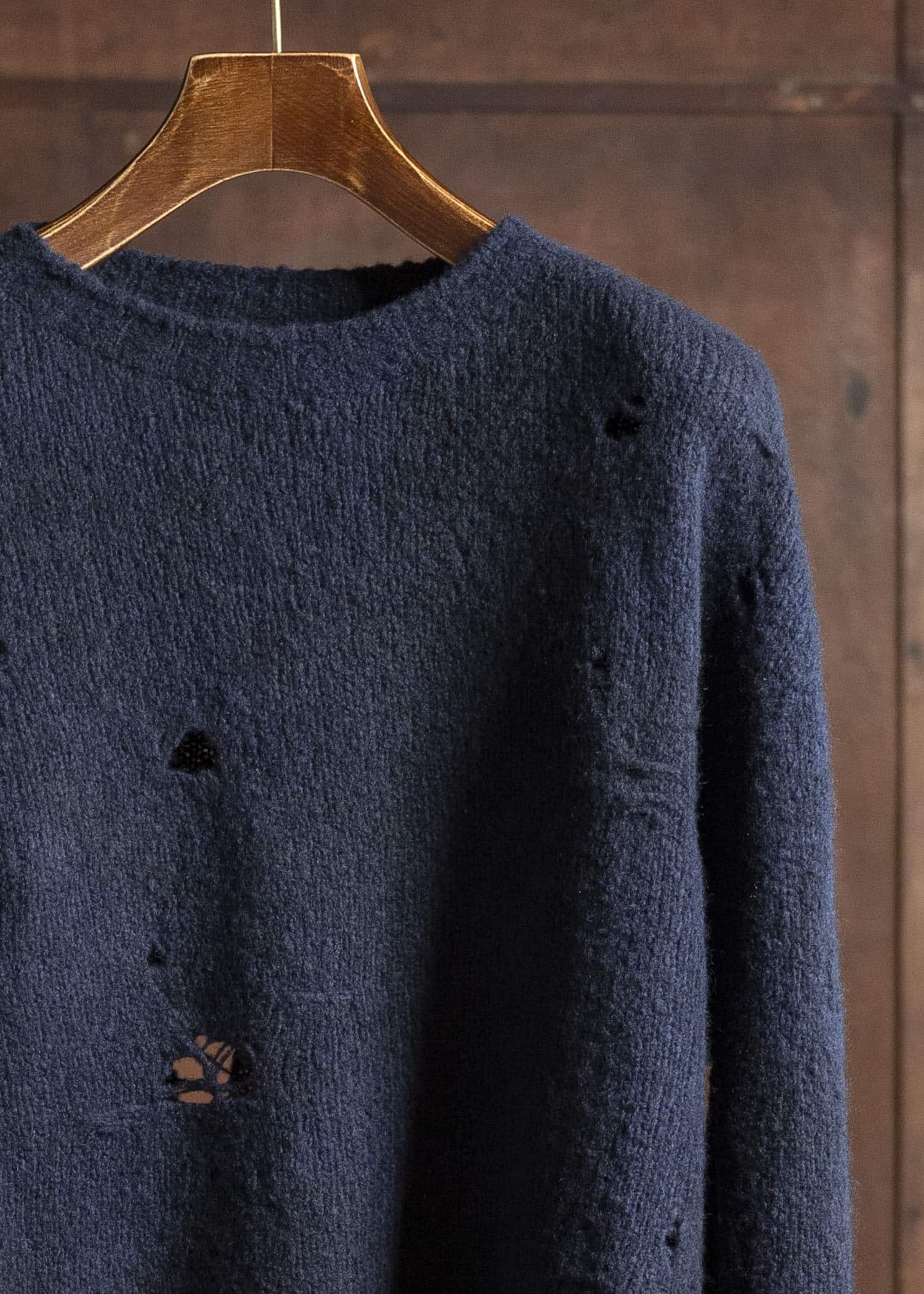 UMA WANG UK7595 ROUND NECK TOP uw390 - dark blue