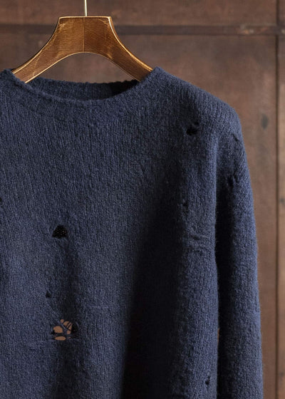 UMA WANG UK7595 ROUND NECK TOP uw390 - dark blue