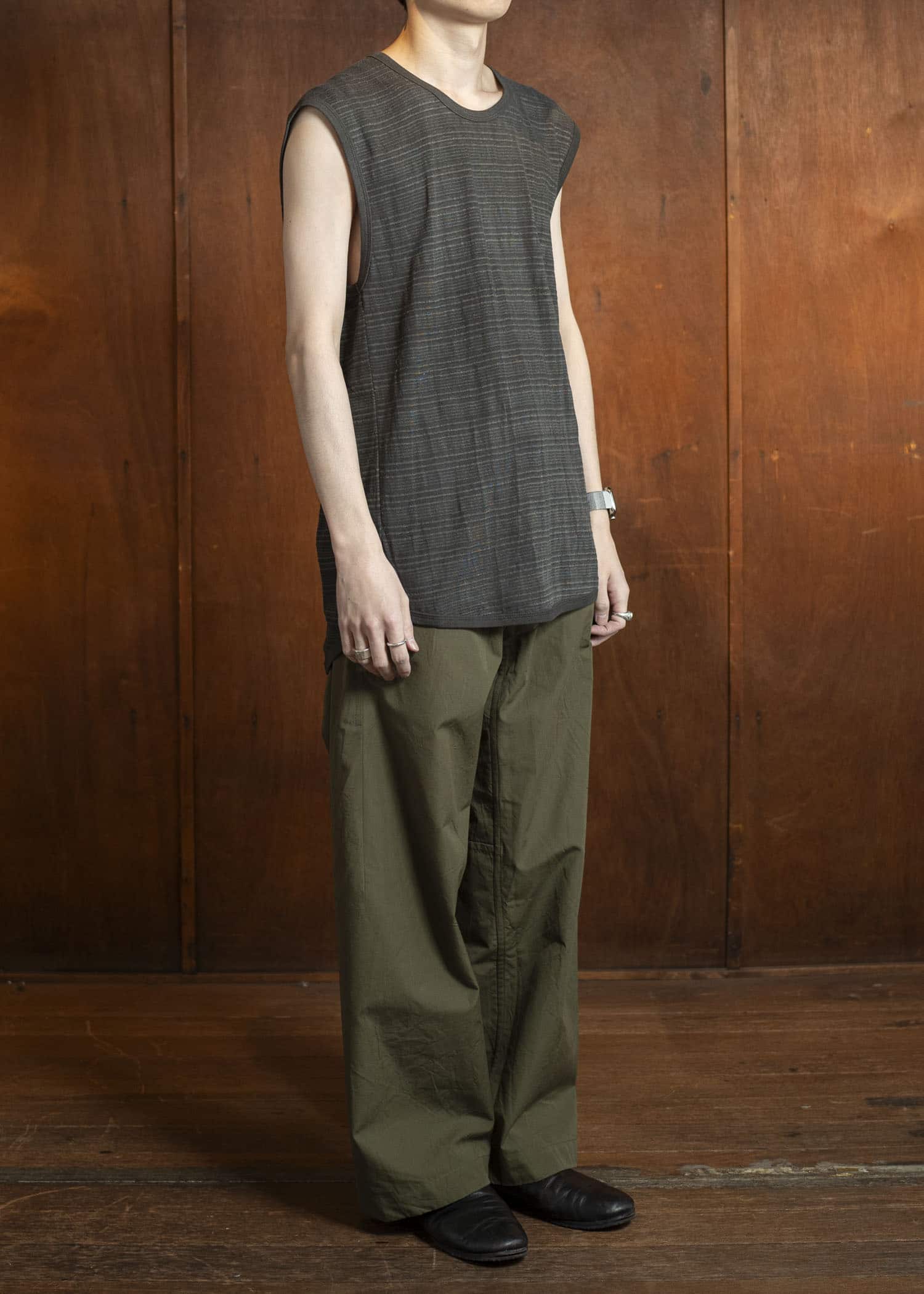 JAN-JAN VAN ESSCHE TANKTOP#18-RIPPLE JERSEY SUMI Loose Fit Tank Top With Wide Shoulders Ripple Jersey Sumi