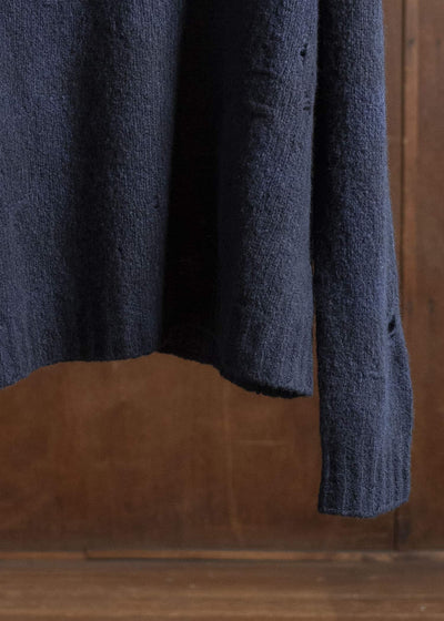 UMA WANG UK7595 ROUND NECK TOP uw390 - dark blue