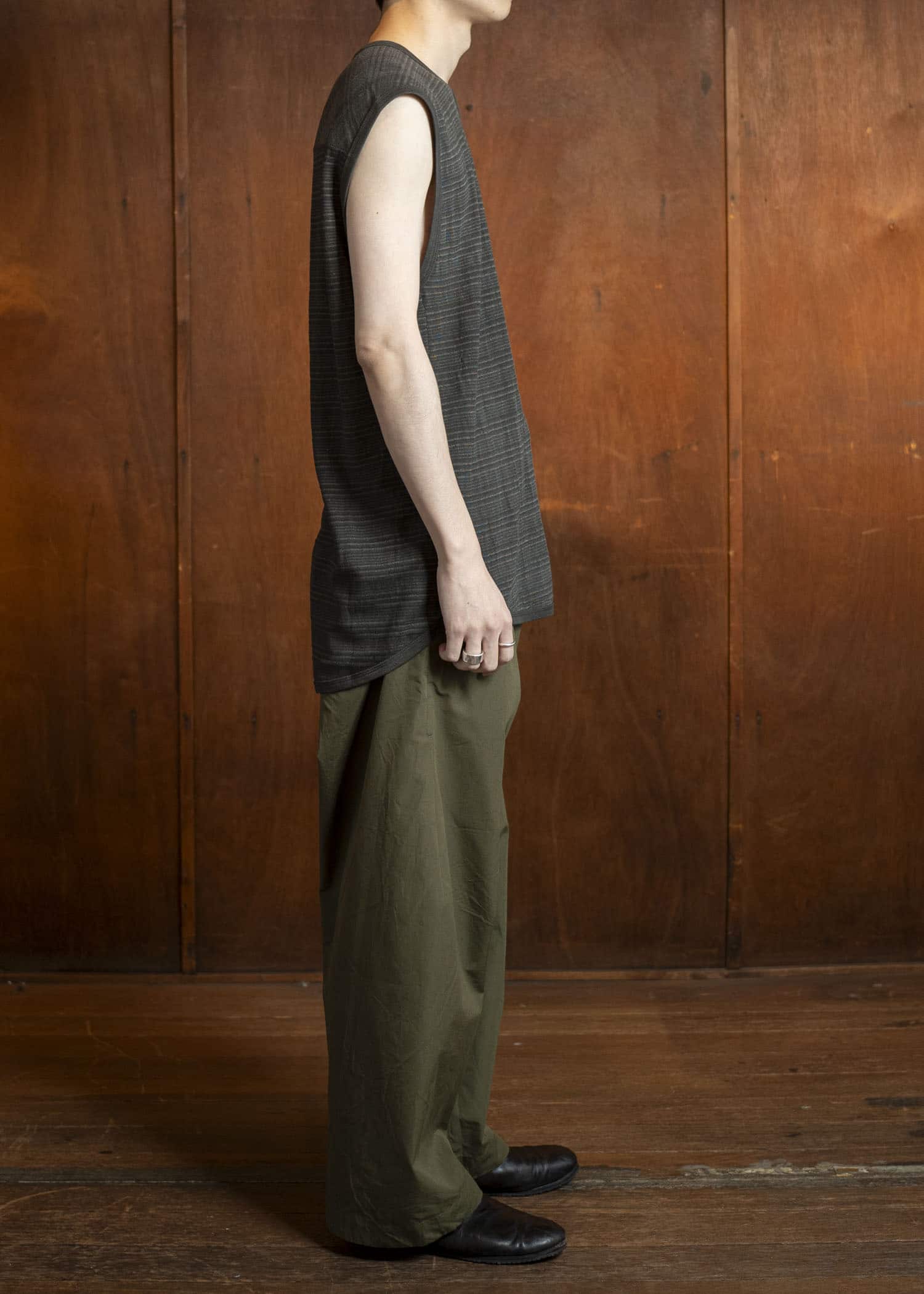 JAN-JAN VAN ESSCHE TANKTOP#18-RIPPLE JERSEY SUMI Loose Fit Tank Top With Wide Shoulders Ripple Jersey Sumi