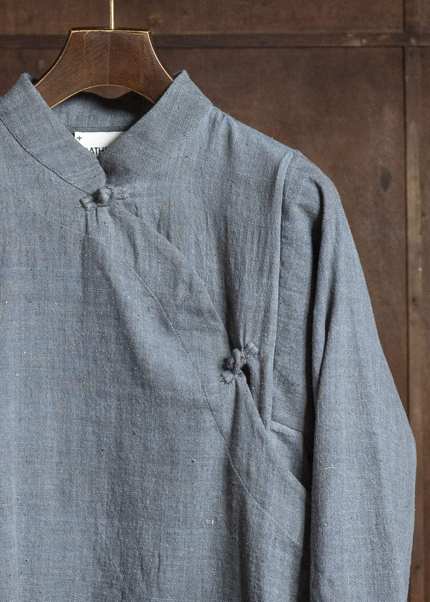 Gathering Textiles Shepherd Jacket Handwoven , Kala Cotton Yarn Dyed Black Blue SHJ01-DC-NV