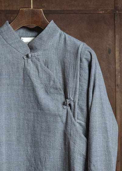 Gathering Textiles Shepherd Jacket Handwoven , Kala Cotton Yarn Dyed Black Blue SHJ01-DC-NV