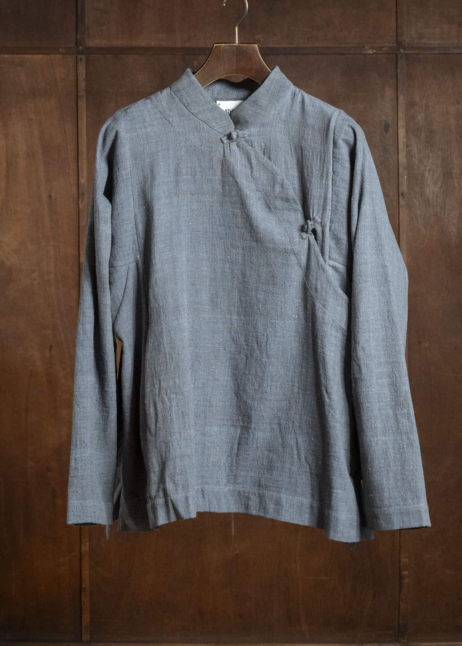 Gathering Textiles Shepherd Jacket Handwoven , Kala Cotton Yarn Dyed Black Blue SHJ01-DC-NV