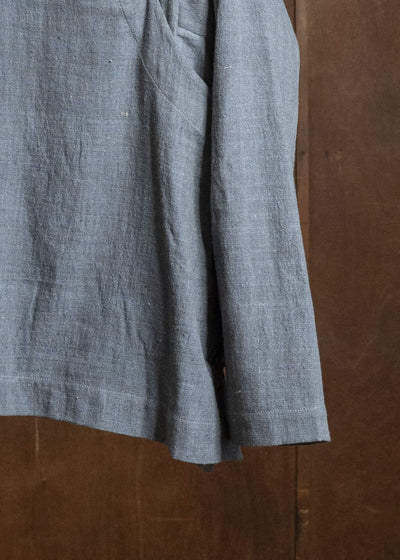 Gathering Textiles Shepherd Jacket Handwoven , Kala Cotton Yarn Dyed Black Blue SHJ01-DC-NV