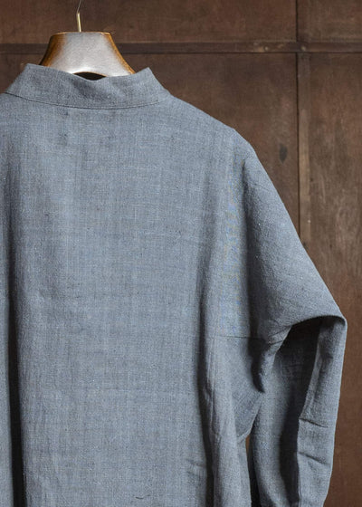 Gathering Textiles Shepherd Jacket Handwoven , Kala Cotton Yarn Dyed Black Blue SHJ01-DC-NV