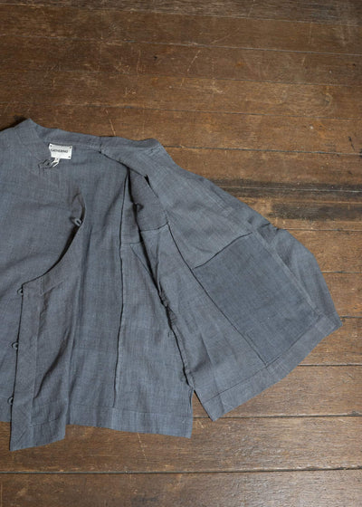 Gathering Textiles Shepherd Jacket Handwoven , Kala Cotton Yarn Dyed Black Blue SHJ01-DC-NV