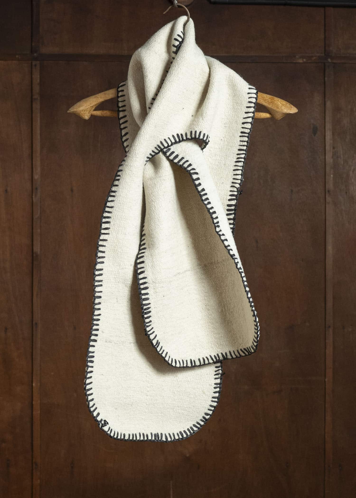 Gathering Textiles Scarf Mini Handwoven And Handfelted Lambs Wool , Naturally Cream SCM-WL-WH