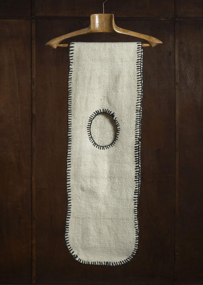 Gathering Textiles Scarf Mini Handwoven And Handfelted Lambs Wool , Naturally Cream SCM-WL-WH