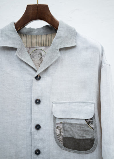 ZIGGY CHEN COLLAGED POCKET SHORT SLEEVE SHIRT