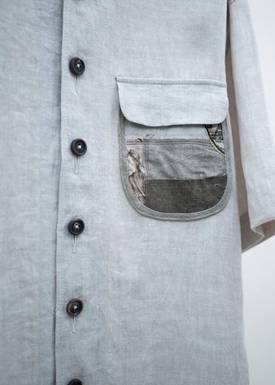 ZIGGY CHEN COLLAGED POCKET SHORT SLEEVE SHIRT