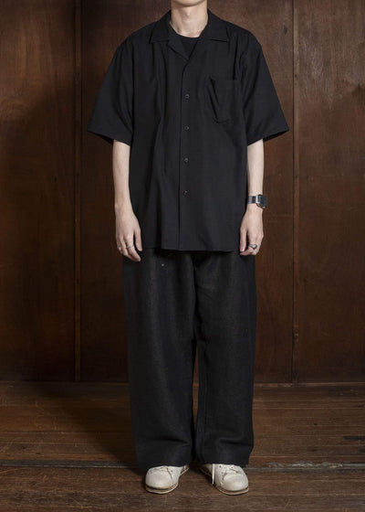 YOKO SAKAMOTO YS-26SS-49-BLACK Open Collar S/S Shirt BLACK