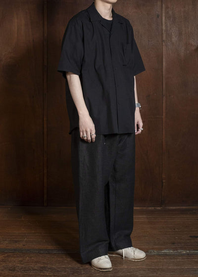 YOKO SAKAMOTO YS-26SS-49-BLACK Open Collar S/S Shirt BLACK