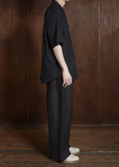 YOKO SAKAMOTO YS-26SS-49-BLACK Open Collar S/S Shirt BLACK