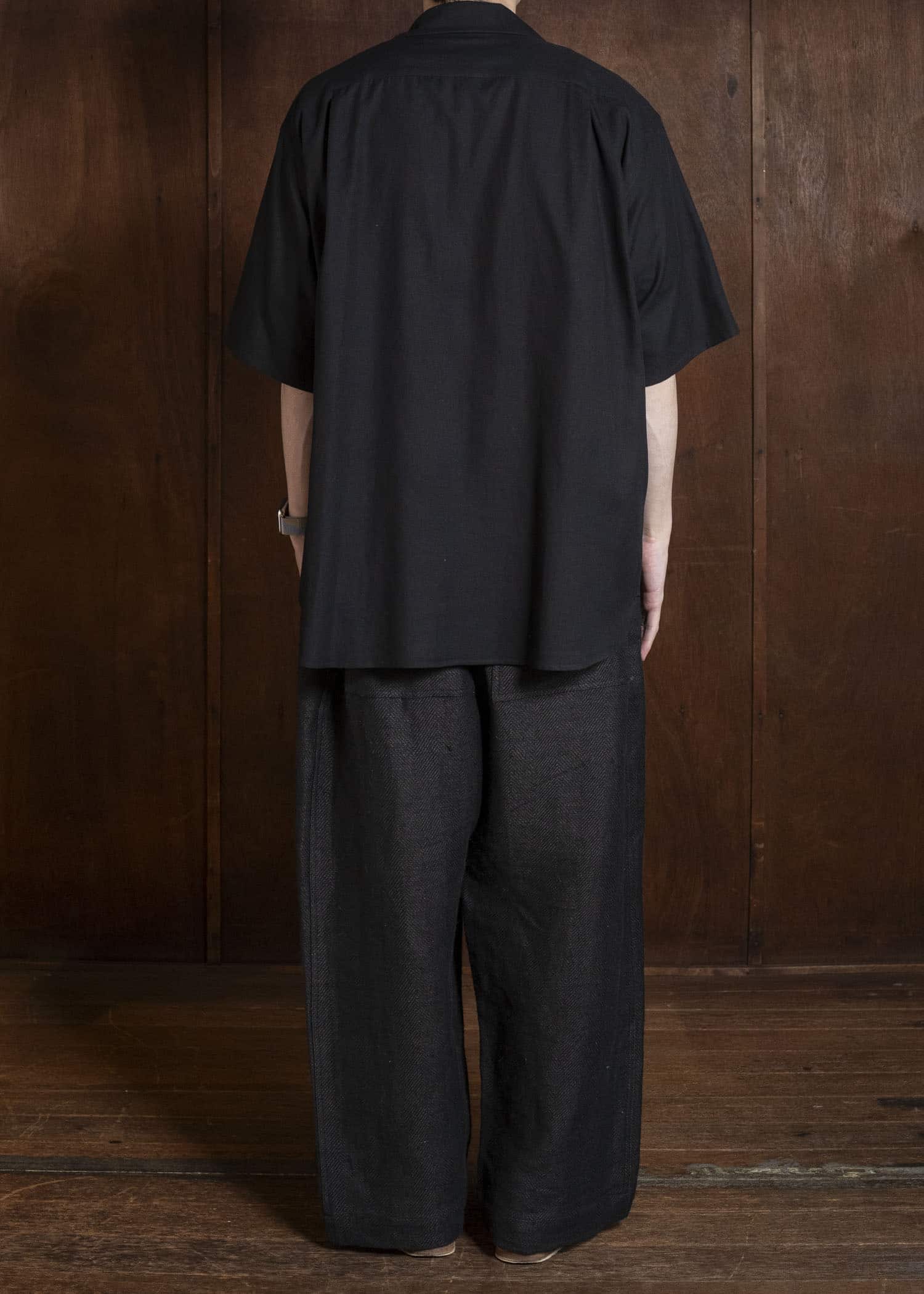 YOKO SAKAMOTO YS-26SS-49-BLACK Open Collar S/S Shirt BLACK