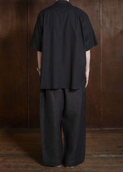YOKO SAKAMOTO YS-26SS-49-BLACK Open Collar S/S Shirt BLACK