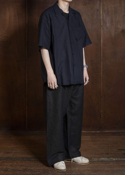 YOKO SAKAMOTO YS-26SS-49-NAVY Open Collar S/S Shirt NAVY