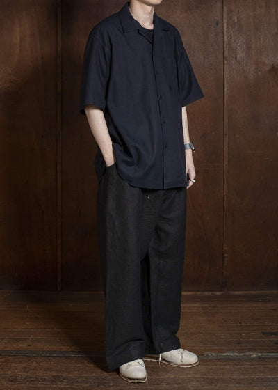 YOKO SAKAMOTO YS-26SS-49-NAVY Open Collar S/S Shirt NAVY