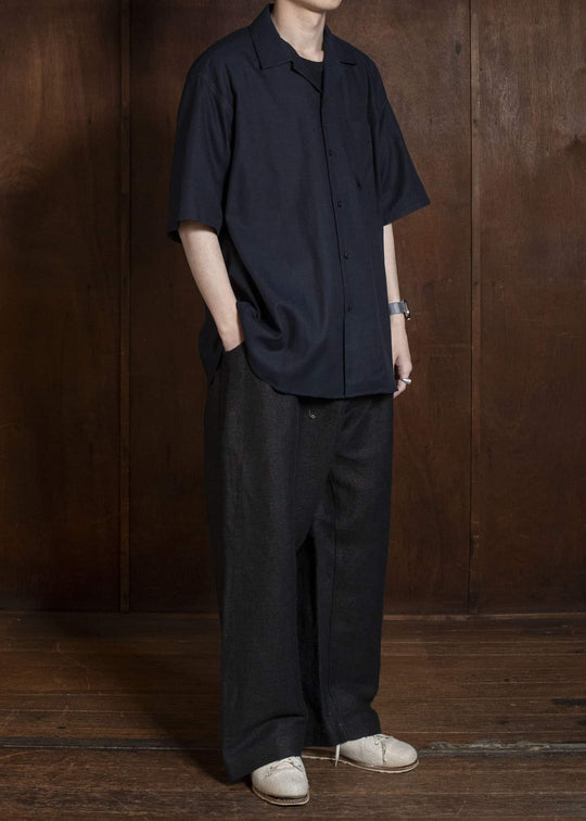 YOKO SAKAMOTO YS-26SS-49-NAVY Open Collar S/S Shirt NAVY