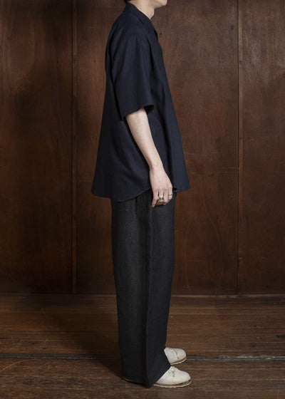 YOKO SAKAMOTO YS-26SS-49-NAVY Open Collar S/S Shirt NAVY