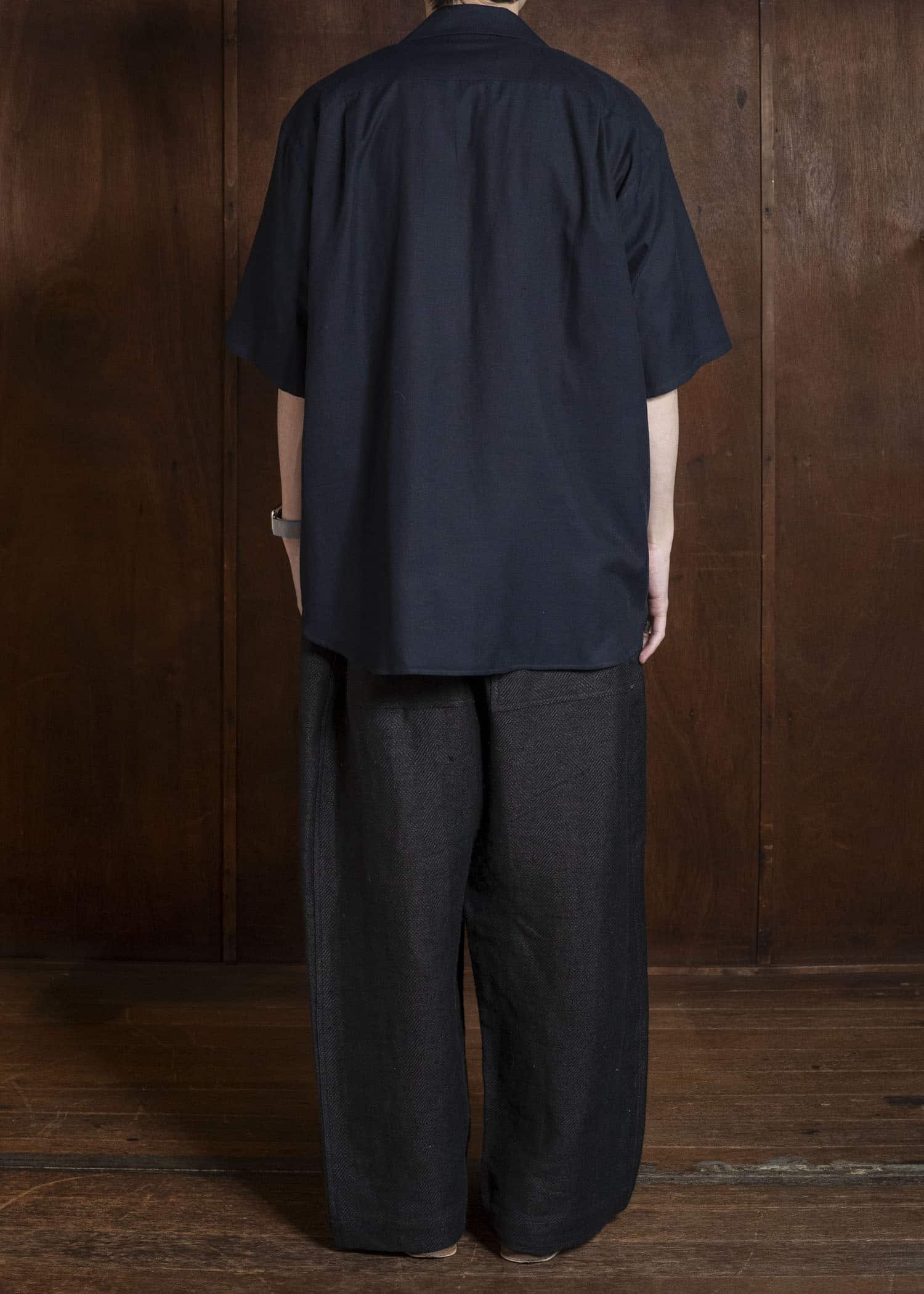 YOKO SAKAMOTO YS-26SS-49-NAVY Open Collar S/S Shirt NAVY